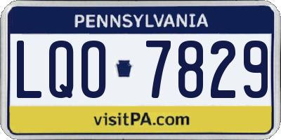 PA license plate LQO7829