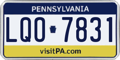 PA license plate LQO7831