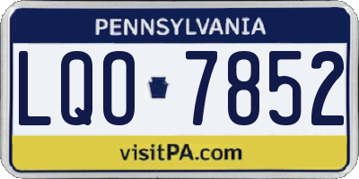 PA license plate LQO7852