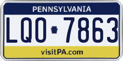 PA license plate LQO7863