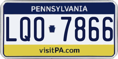 PA license plate LQO7866