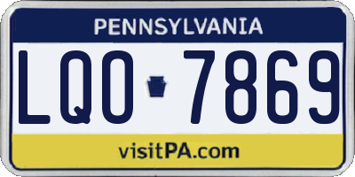 PA license plate LQO7869