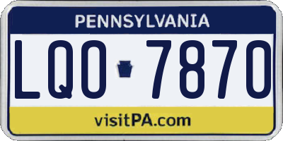 PA license plate LQO7870