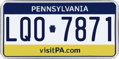 PA license plate LQO7871