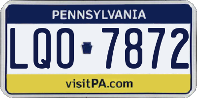 PA license plate LQO7872