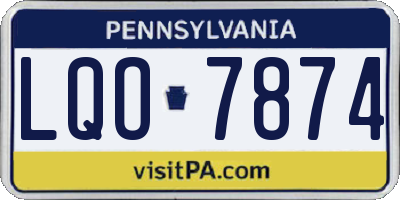 PA license plate LQO7874