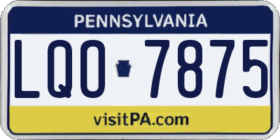 PA license plate LQO7875
