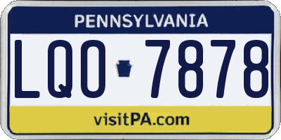 PA license plate LQO7878