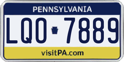 PA license plate LQO7889
