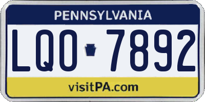 PA license plate LQO7892