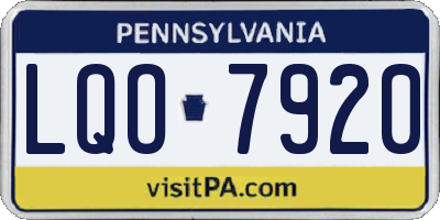 PA license plate LQO7920