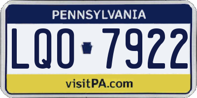 PA license plate LQO7922