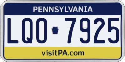 PA license plate LQO7925