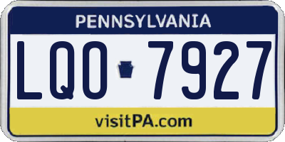 PA license plate LQO7927