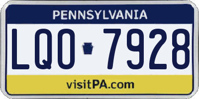 PA license plate LQO7928