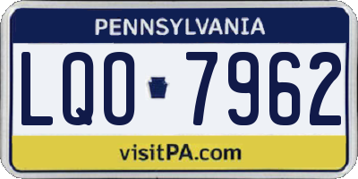 PA license plate LQO7962