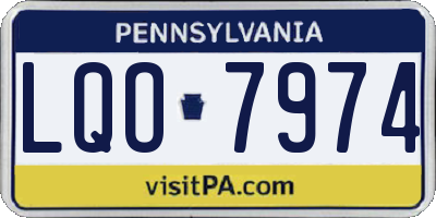 PA license plate LQO7974