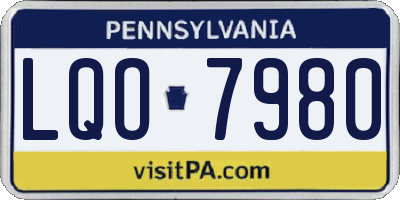 PA license plate LQO7980