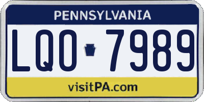 PA license plate LQO7989