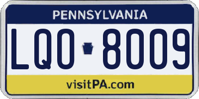 PA license plate LQO8009