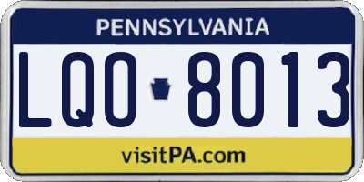 PA license plate LQO8013