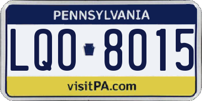 PA license plate LQO8015