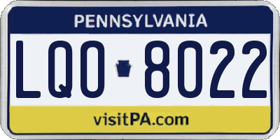 PA license plate LQO8022