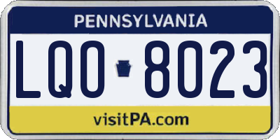 PA license plate LQO8023