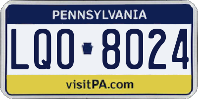 PA license plate LQO8024