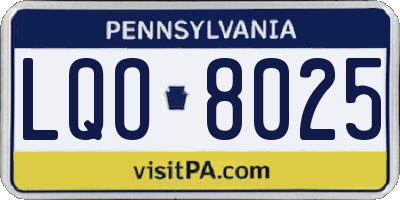 PA license plate LQO8025