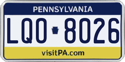 PA license plate LQO8026