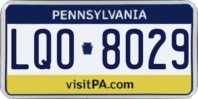 PA license plate LQO8029