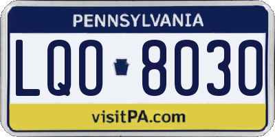 PA license plate LQO8030