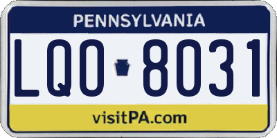 PA license plate LQO8031