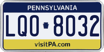 PA license plate LQO8032