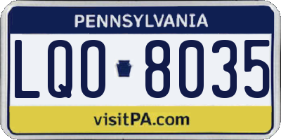 PA license plate LQO8035
