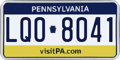 PA license plate LQO8041