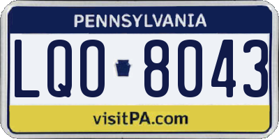 PA license plate LQO8043