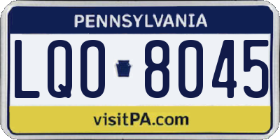 PA license plate LQO8045