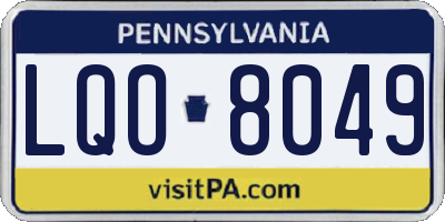 PA license plate LQO8049