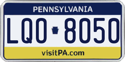 PA license plate LQO8050