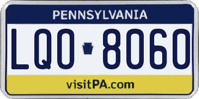PA license plate LQO8060