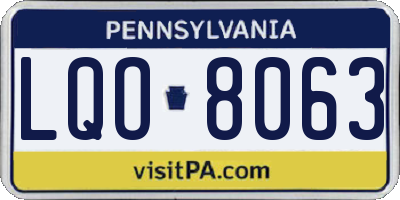 PA license plate LQO8063