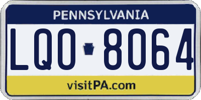 PA license plate LQO8064