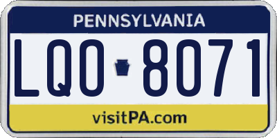 PA license plate LQO8071