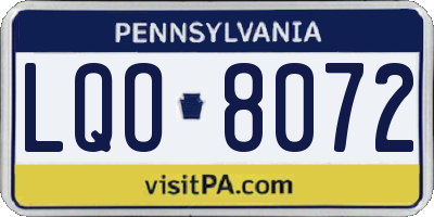 PA license plate LQO8072