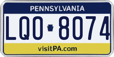 PA license plate LQO8074