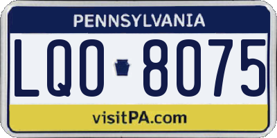 PA license plate LQO8075