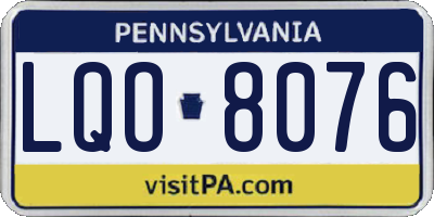 PA license plate LQO8076