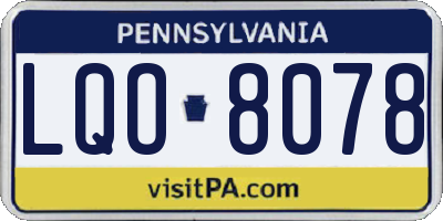 PA license plate LQO8078